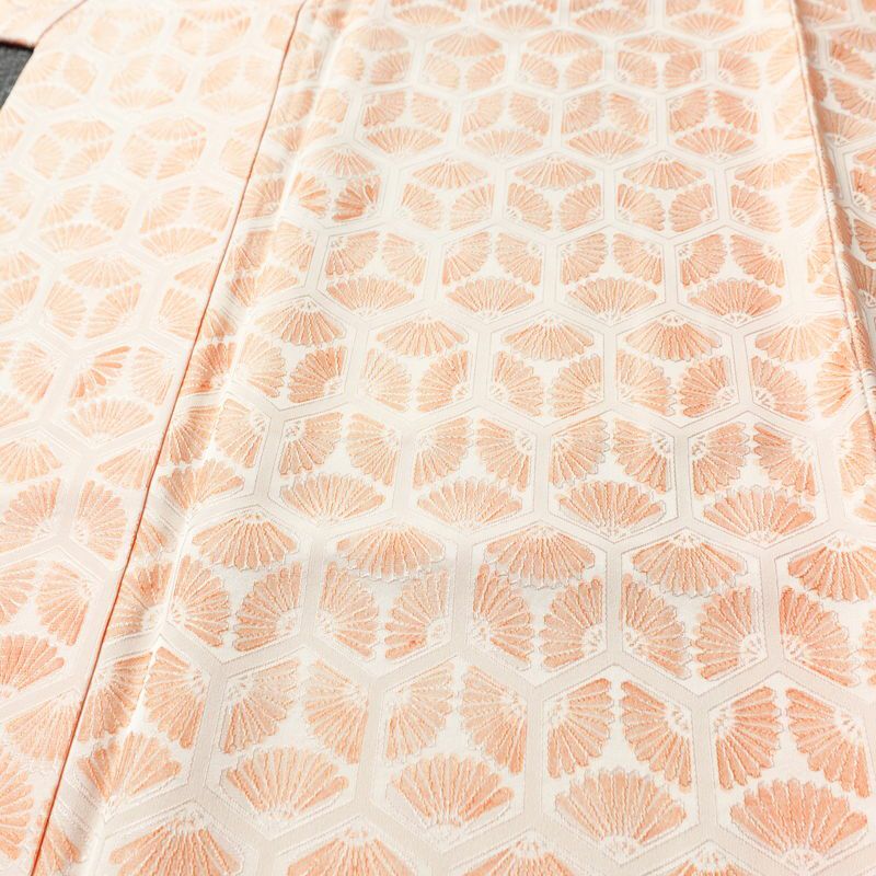 小紋 正絹 亀甲柄 袷仕立て 身丈168.5cm 裄丈67.5cm リサイクル着物 着物 橙_画像5