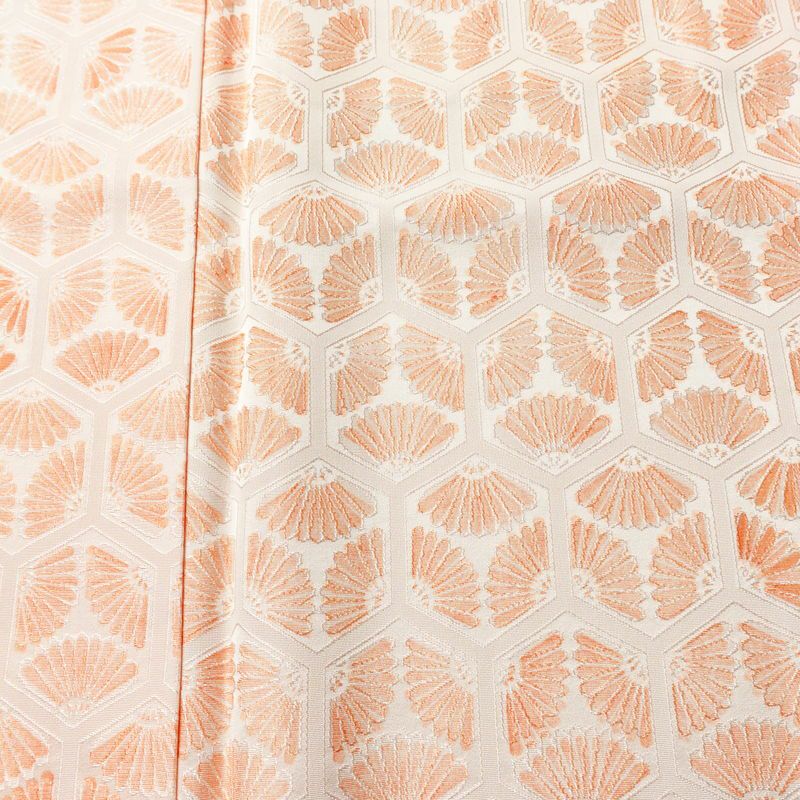 小紋 正絹 亀甲柄 袷仕立て 身丈168.5cm 裄丈67.5cm リサイクル着物 着物 橙_画像6