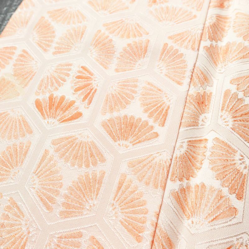 小紋 正絹 亀甲柄 袷仕立て 身丈168.5cm 裄丈67.5cm リサイクル着物 着物 橙_画像9