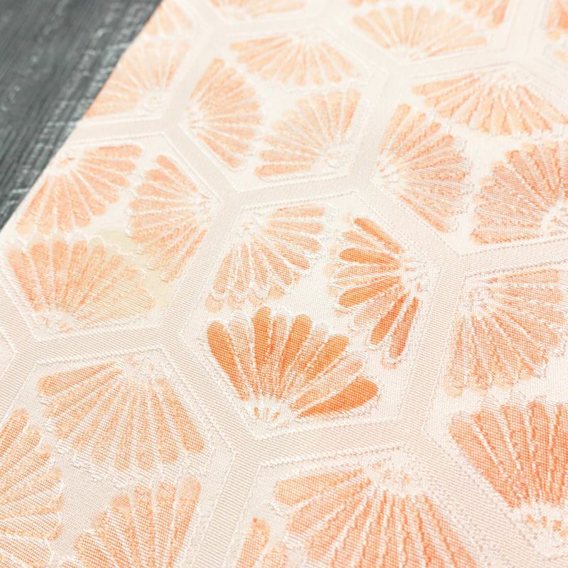 小紋 正絹 亀甲柄 袷仕立て 身丈168.5cm 裄丈67.5cm リサイクル着物 着物 橙_画像10