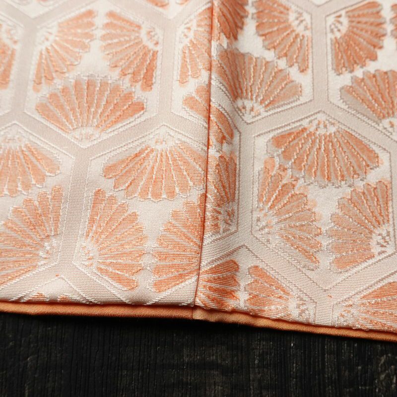 小紋 正絹 亀甲柄 袷仕立て 身丈168.5cm 裄丈67.5cm リサイクル着物 着物 橙_画像11