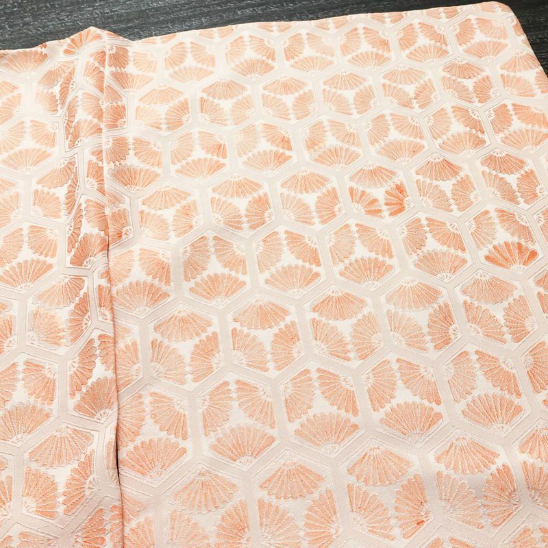 小紋 正絹 亀甲柄 袷仕立て 身丈168.5cm 裄丈67.5cm リサイクル着物 着物 橙_画像14