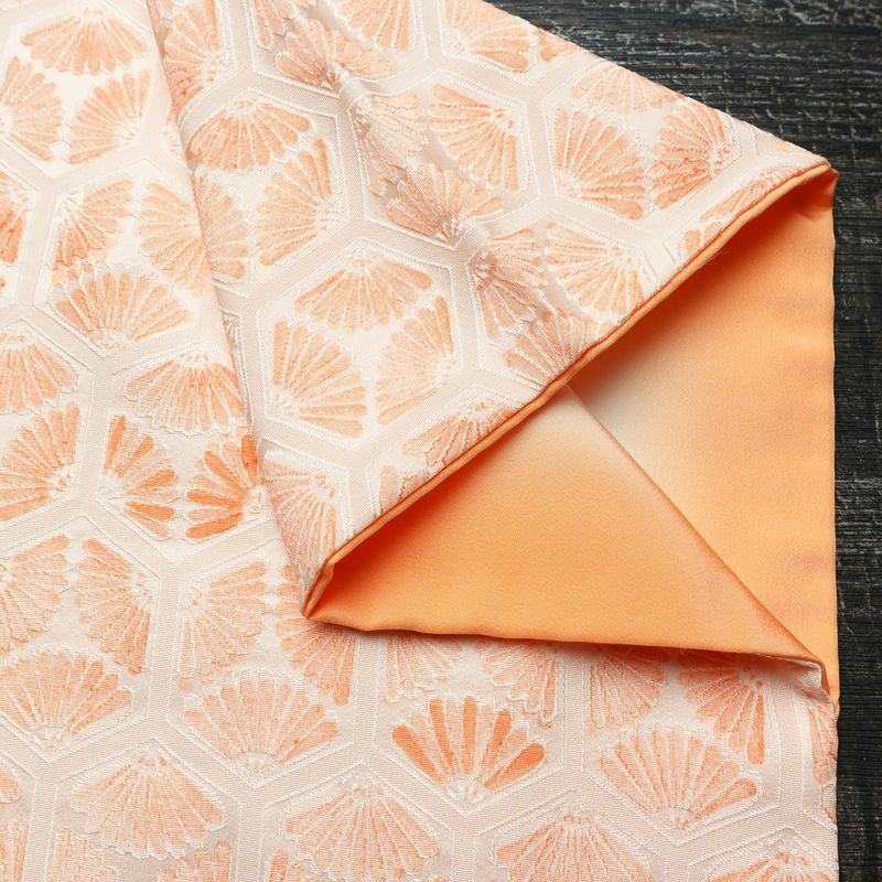 小紋 正絹 亀甲柄 袷仕立て 身丈168.5cm 裄丈67.5cm リサイクル着物 着物 橙_画像15