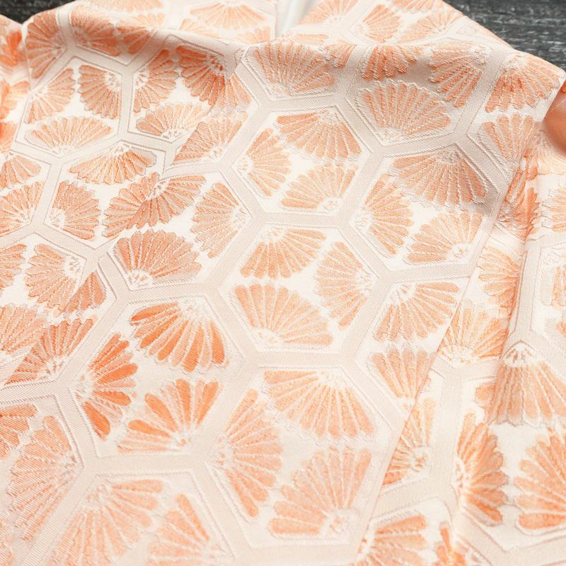 小紋 正絹 亀甲柄 袷仕立て 身丈168.5cm 裄丈67.5cm リサイクル着物 着物 橙_画像18