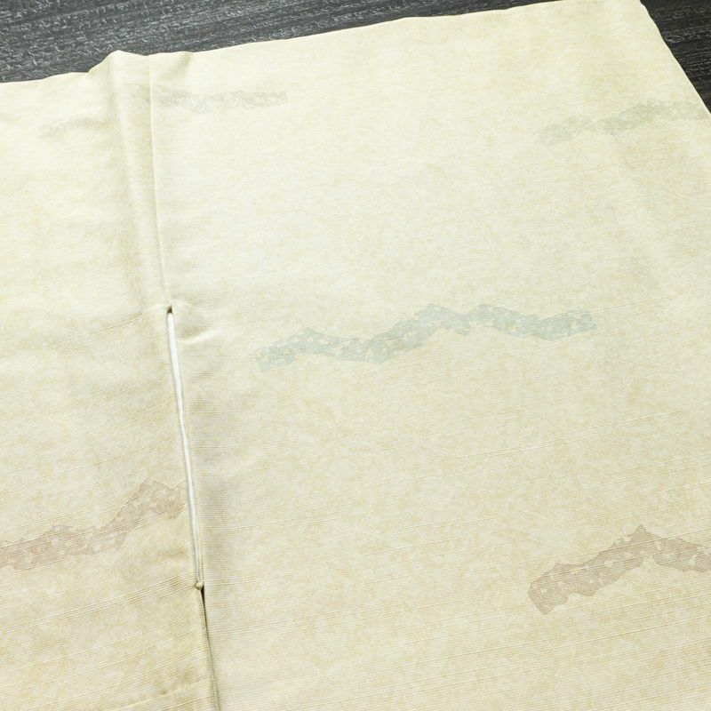 訪問着 良品 落款入り 正絹 幾何学柄・抽象柄 袷仕立て 身丈163.5cm 裄丈66.5cm リサイクル着物 着物 おしゃれ 紬地 緑・うぐいす色_画像14