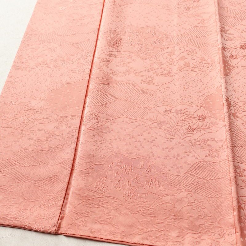 色無地 一つ紋付き 正絹 木の葉・植物柄 袷仕立て 身丈163cm 裄丈64.5cm リサイクル着物 着物 お茶会 フォーマル ピンク_画像4