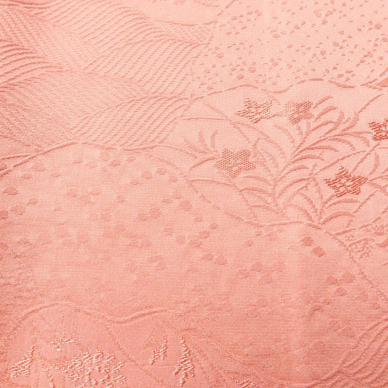 色無地 一つ紋付き 正絹 木の葉・植物柄 袷仕立て 身丈163cm 裄丈64.5cm リサイクル着物 着物 お茶会 フォーマル ピンク_画像7