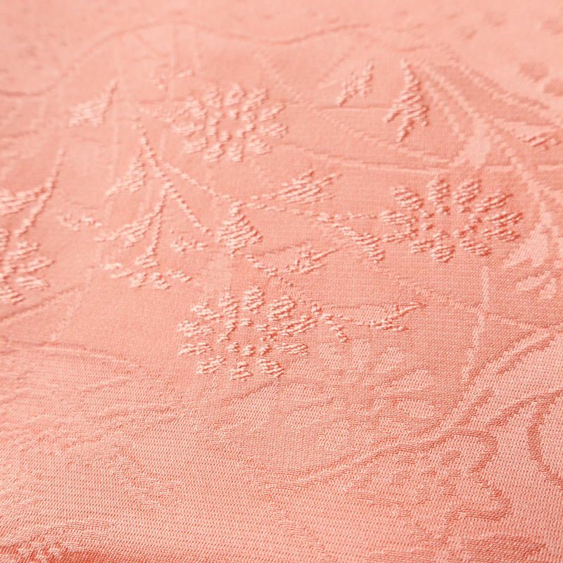 色無地 一つ紋付き 正絹 木の葉・植物柄 袷仕立て 身丈163cm 裄丈64.5cm リサイクル着物 着物 お茶会 フォーマル ピンク_画像9