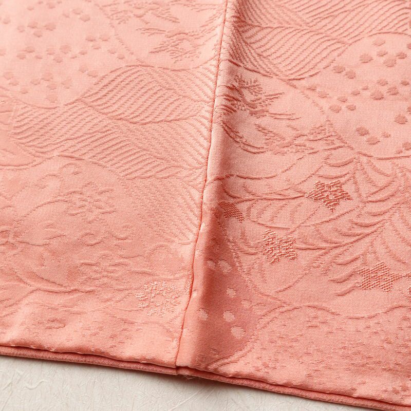 色無地 一つ紋付き 正絹 木の葉・植物柄 袷仕立て 身丈163cm 裄丈64.5cm リサイクル着物 着物 お茶会 フォーマル ピンク_画像13