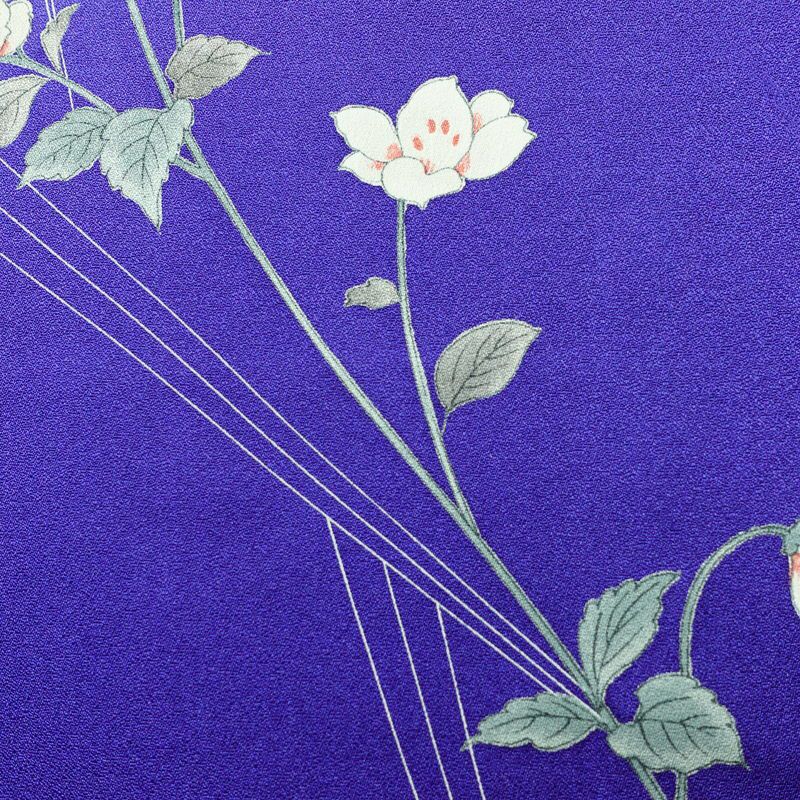 小紋 正絹 花柄 袷仕立て 身丈155.5cm 裄丈64.5cm リサイクル着物 着物 青・紺_画像7