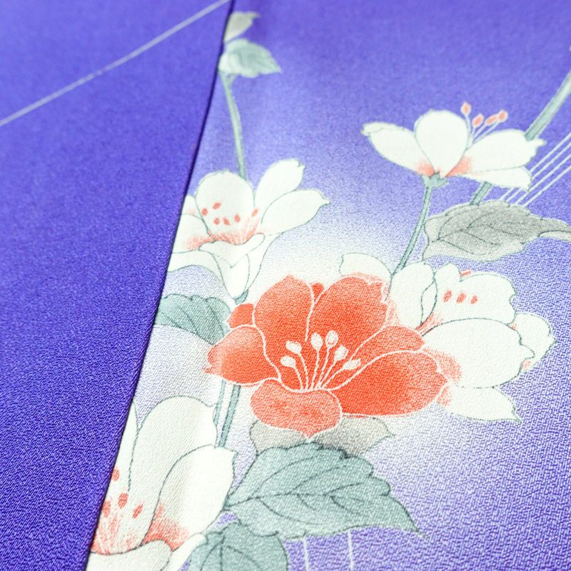 小紋 正絹 花柄 袷仕立て 身丈155.5cm 裄丈64.5cm リサイクル着物 着物 青・紺_画像8