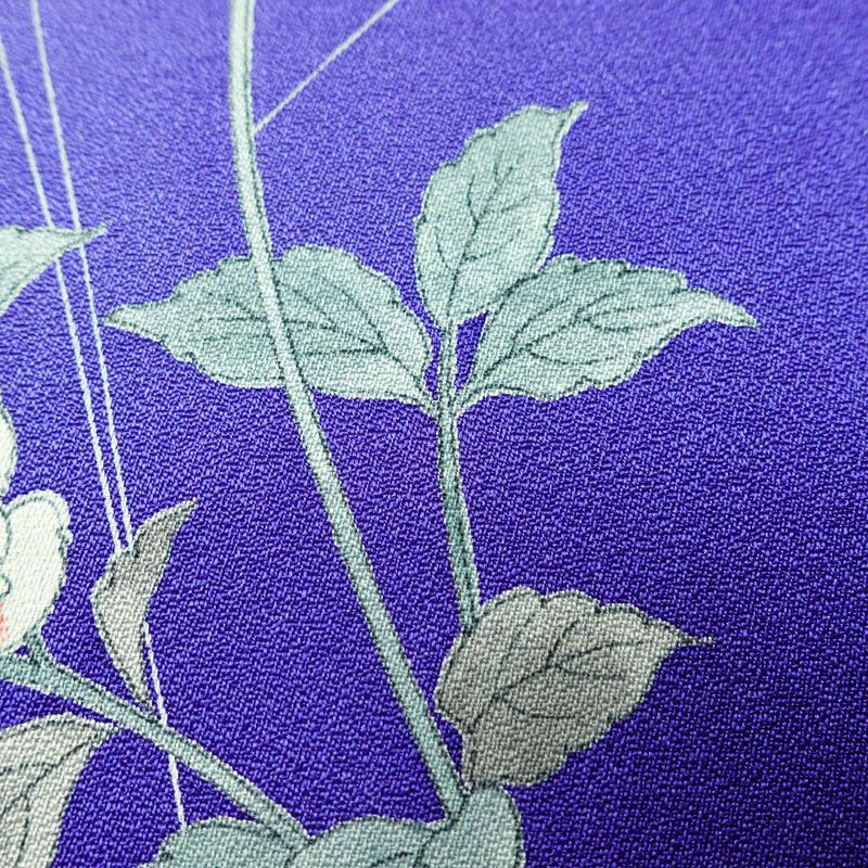 小紋 正絹 花柄 袷仕立て 身丈155.5cm 裄丈64.5cm リサイクル着物 着物 青・紺_画像9