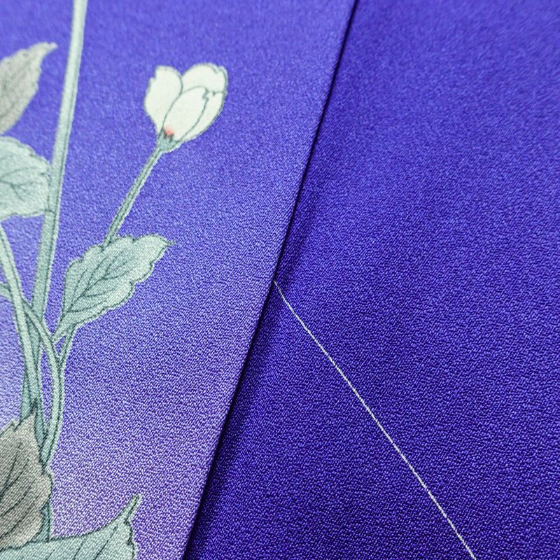 小紋 正絹 花柄 袷仕立て 身丈155.5cm 裄丈64.5cm リサイクル着物 着物 青・紺_画像11