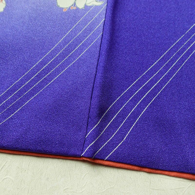 小紋 正絹 花柄 袷仕立て 身丈155.5cm 裄丈64.5cm リサイクル着物 着物 青・紺_画像12