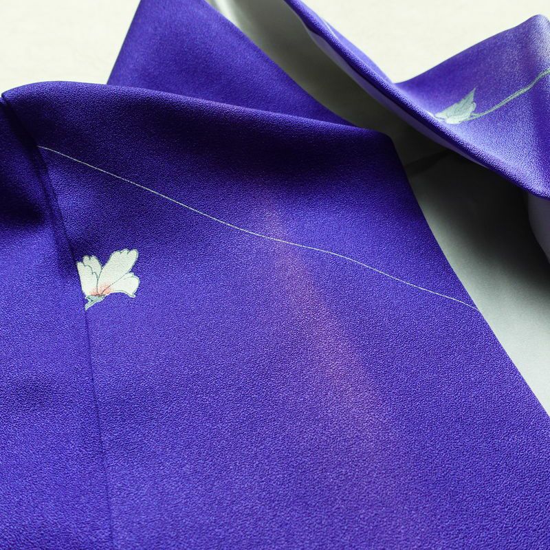 小紋 正絹 花柄 袷仕立て 身丈155.5cm 裄丈64.5cm リサイクル着物 着物 青・紺_画像18