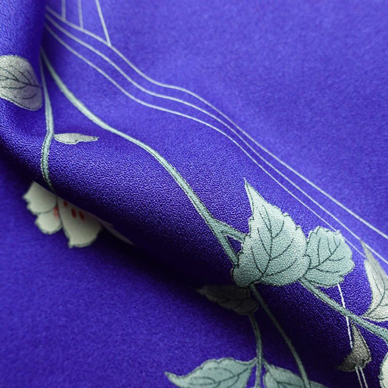 小紋 正絹 花柄 袷仕立て 身丈155.5cm 裄丈64.5cm リサイクル着物 着物 青・紺_画像21