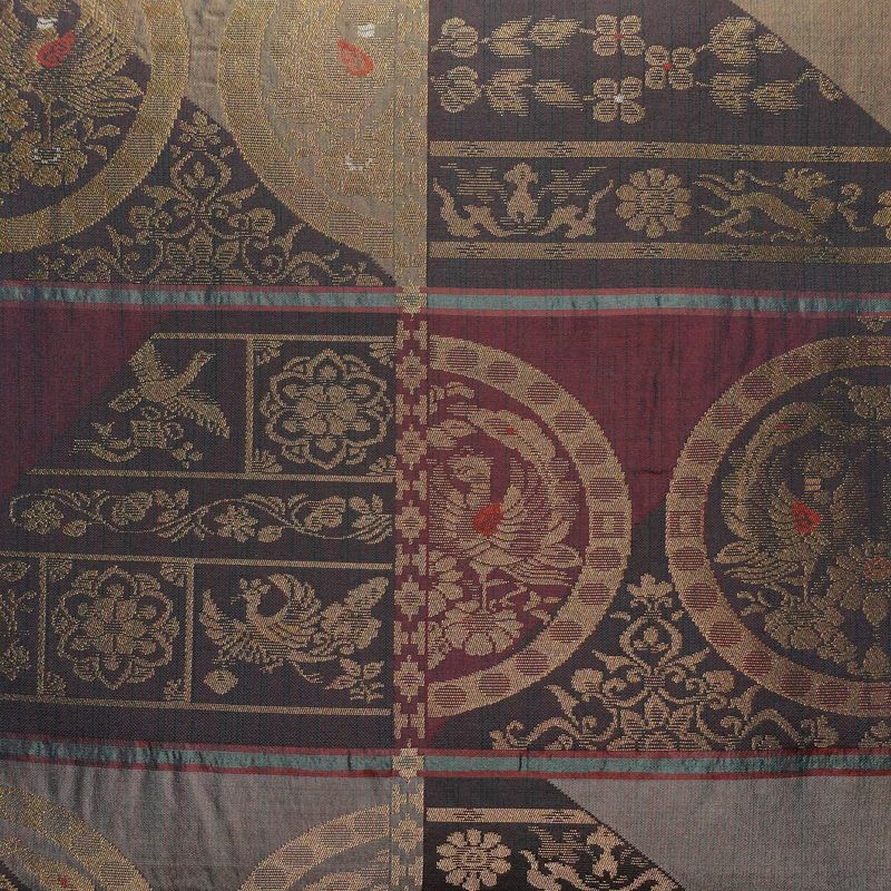 名古屋帯 六通柄 良品 正絹 幾何学柄・抽象柄 名古屋仕立て なごや帯 リサイクル帯 帯 モダン おしゃれ 紫・藤色_画像2