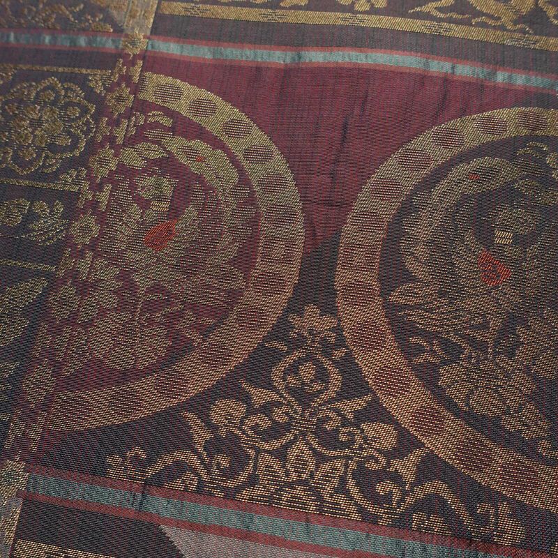 名古屋帯 六通柄 良品 正絹 幾何学柄・抽象柄 名古屋仕立て なごや帯 リサイクル帯 帯 モダン おしゃれ 紫・藤色_画像3