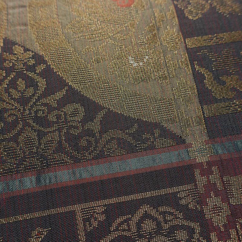 名古屋帯 六通柄 良品 正絹 幾何学柄・抽象柄 名古屋仕立て なごや帯 リサイクル帯 帯 モダン おしゃれ 紫・藤色_画像5