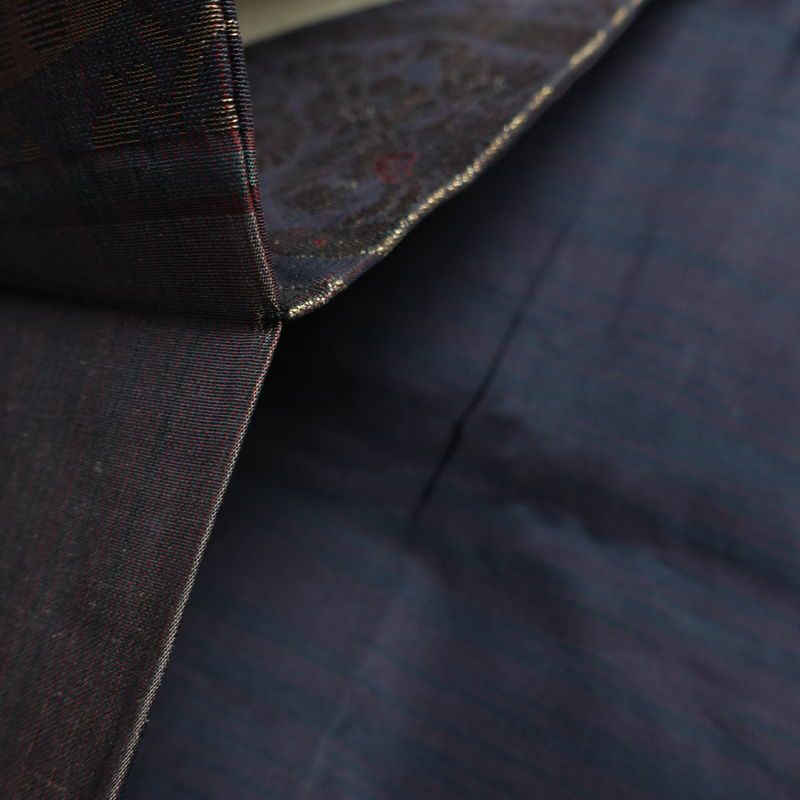 名古屋帯 六通柄 良品 正絹 幾何学柄・抽象柄 名古屋仕立て なごや帯 リサイクル帯 帯 モダン おしゃれ 紫・藤色_画像20