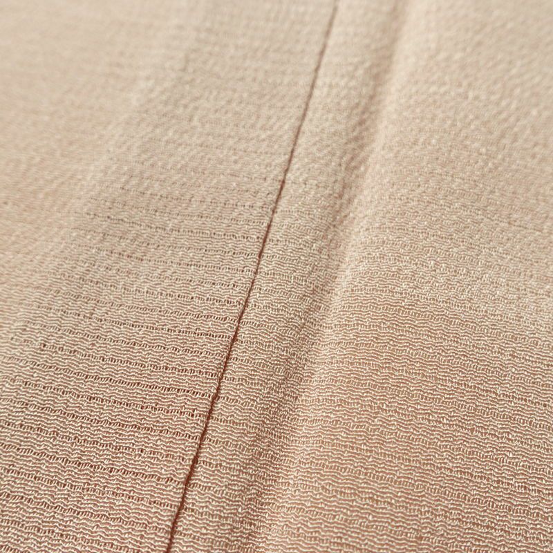 盛夏 色無地 白坂幸蔵 絽ちりめん 縮緬 絽 良品 しつけ糸付き 夏用 一つ紋付き 正絹 無地 単衣仕立て 身丈152.5cm 裄丈63.5cm リサイクル着物 着物 お茶会 フォーマル シンプル ピンクベージュ ベージュ_画像9