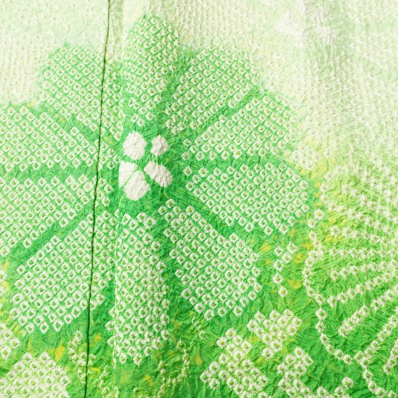 振袖 絞り 総絞り 正絹 花柄 袷仕立て 身丈156cm 裄丈65cm リサイクル着物 着物 二十歳 二十歳の集い お茶会 パーティー フォーマル 緑・うぐいす色_画像7