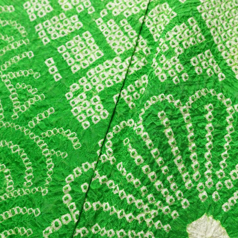 振袖 絞り 総絞り 正絹 花柄 袷仕立て 身丈156cm 裄丈65cm リサイクル着物 着物 二十歳 二十歳の集い お茶会 パーティー フォーマル 緑・うぐいす色_画像11