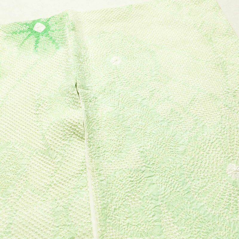 振袖 絞り 総絞り 正絹 花柄 袷仕立て 身丈156cm 裄丈65cm リサイクル着物 着物 二十歳 二十歳の集い お茶会 パーティー フォーマル 緑・うぐいす色_画像14