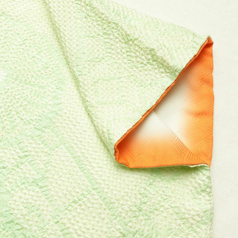 振袖 絞り 総絞り 正絹 花柄 袷仕立て 身丈156cm 裄丈65cm リサイクル着物 着物 二十歳 二十歳の集い お茶会 パーティー フォーマル 緑・うぐいす色_画像15