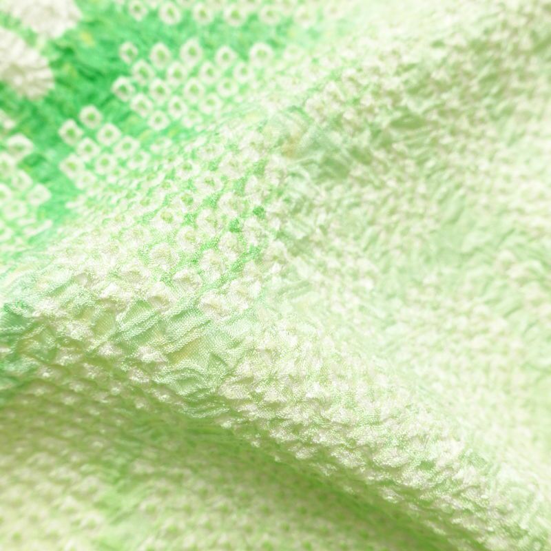 振袖 絞り 総絞り 正絹 花柄 袷仕立て 身丈156cm 裄丈65cm リサイクル着物 着物 二十歳 二十歳の集い お茶会 パーティー フォーマル 緑・うぐいす色_画像21