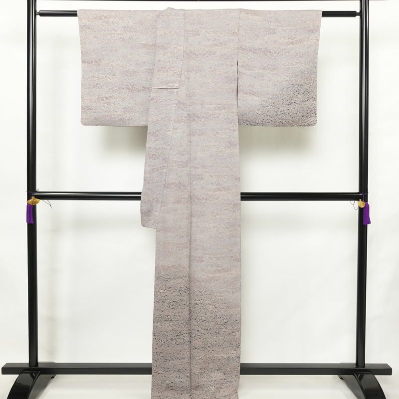 付け下げ ふくれ織 正絹 その他の柄 袷仕立て 身丈164cm 裄丈66cm リサイクル着物 着物 洒落 紫・藤色_画像2