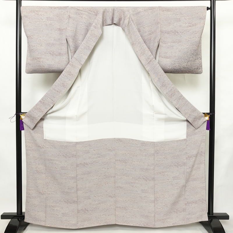 付け下げ ふくれ織 正絹 その他の柄 袷仕立て 身丈164cm 裄丈66cm リサイクル着物 着物 洒落 紫・藤色_画像3