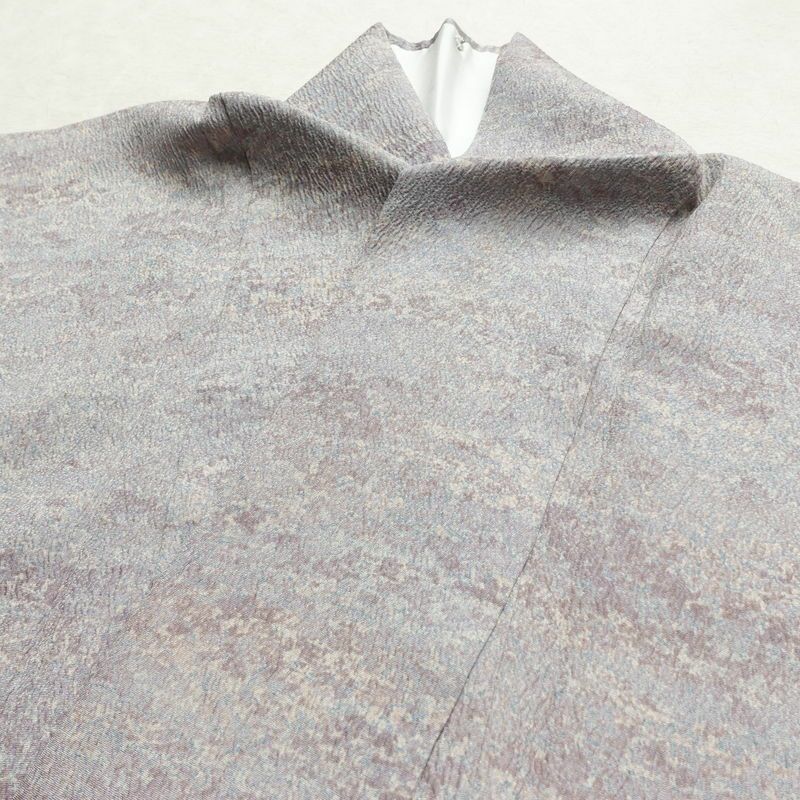 付け下げ ふくれ織 正絹 その他の柄 袷仕立て 身丈164cm 裄丈66cm リサイクル着物 着物 洒落 紫・藤色_画像16