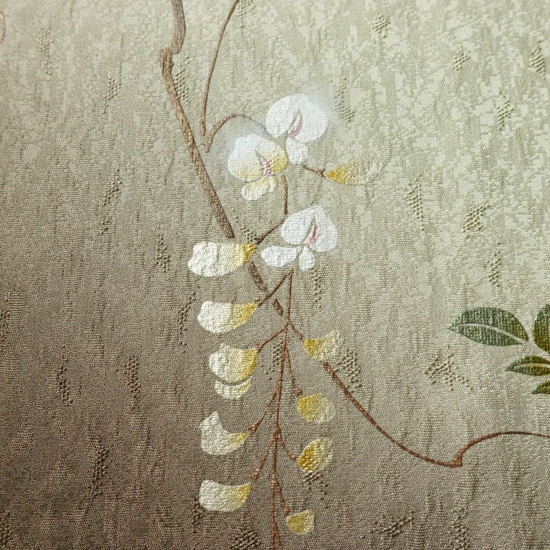 訪問着 一つ紋付き 正絹 木の葉・植物柄 袷仕立て 身丈162cm 裄丈68cm リサイクル着物 着物 刺繍 箔 入学式 卒業式 七五三 お宮参り フォーマル 緑・うぐいす色_画像10