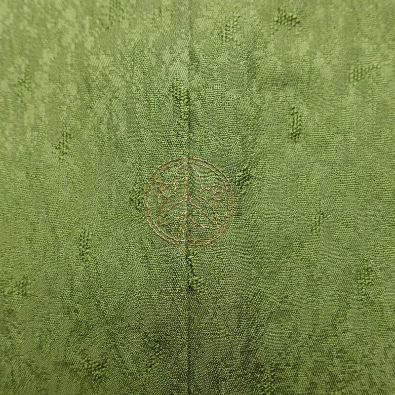 訪問着 一つ紋付き 正絹 木の葉・植物柄 袷仕立て 身丈162cm 裄丈68cm リサイクル着物 着物 刺繍 箔 入学式 卒業式 七五三 お宮参り フォーマル 緑・うぐいす色_画像12
