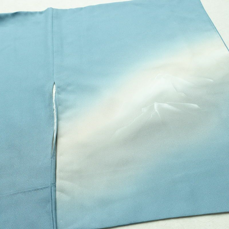 付け下げ 落款入り 植村彩弘 正絹 風景柄 袷仕立て 身丈151cm 裄丈65cm リサイクル着物 着物 入学式 卒業式 七五三 お宮参り フォーマル 青・紺_画像15