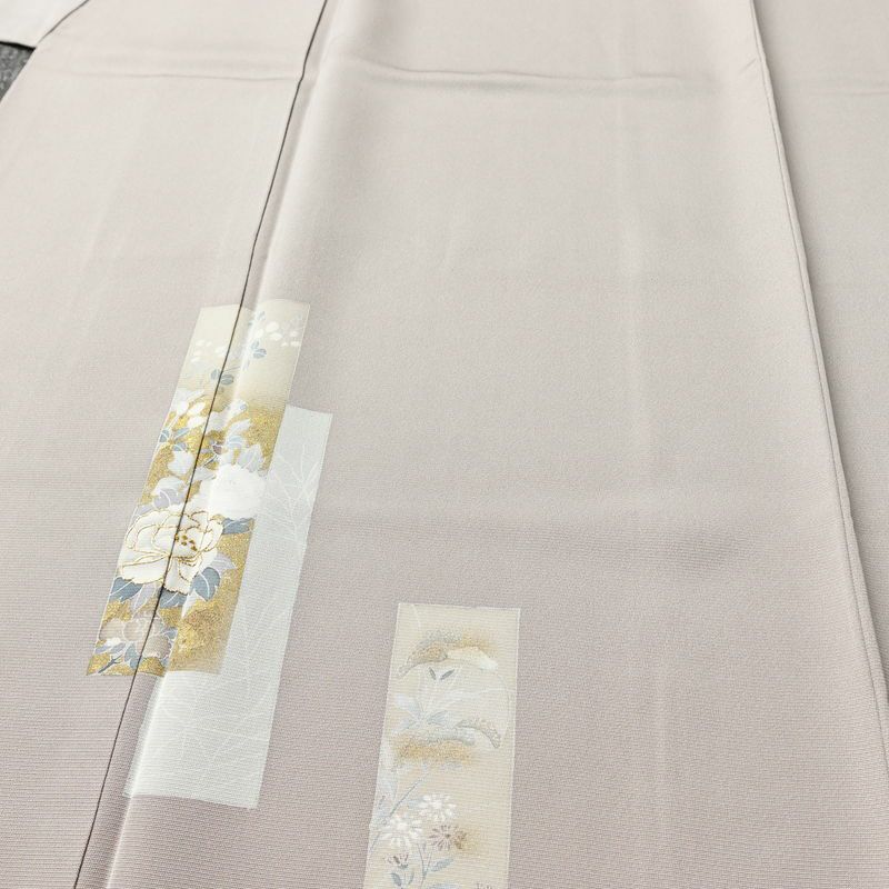 付け下げ 正絹 木の葉・植物柄 袷仕立て 身丈149.5cm 裄丈62cm リサイクル着物 着物 刺繍 箔 共八掛 入学式 卒業式 七五三 お宮参り フォーマル 上品 紫・藤色_画像5