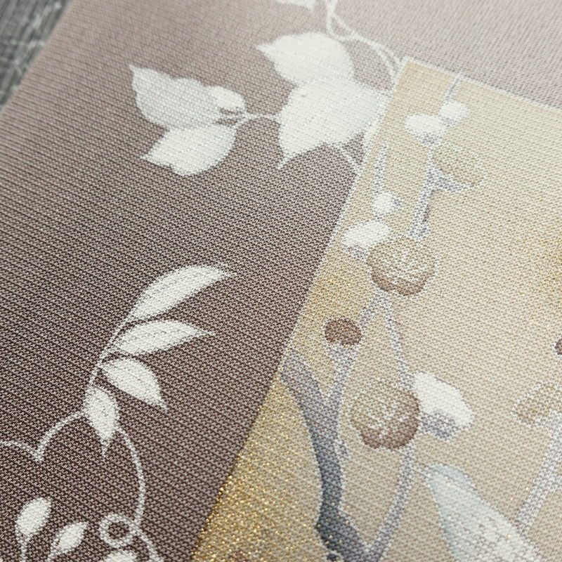 付け下げ 正絹 木の葉・植物柄 袷仕立て 身丈149.5cm 裄丈62cm リサイクル着物 着物 刺繍 箔 共八掛 入学式 卒業式 七五三 お宮参り フォーマル 上品 紫・藤色_画像9