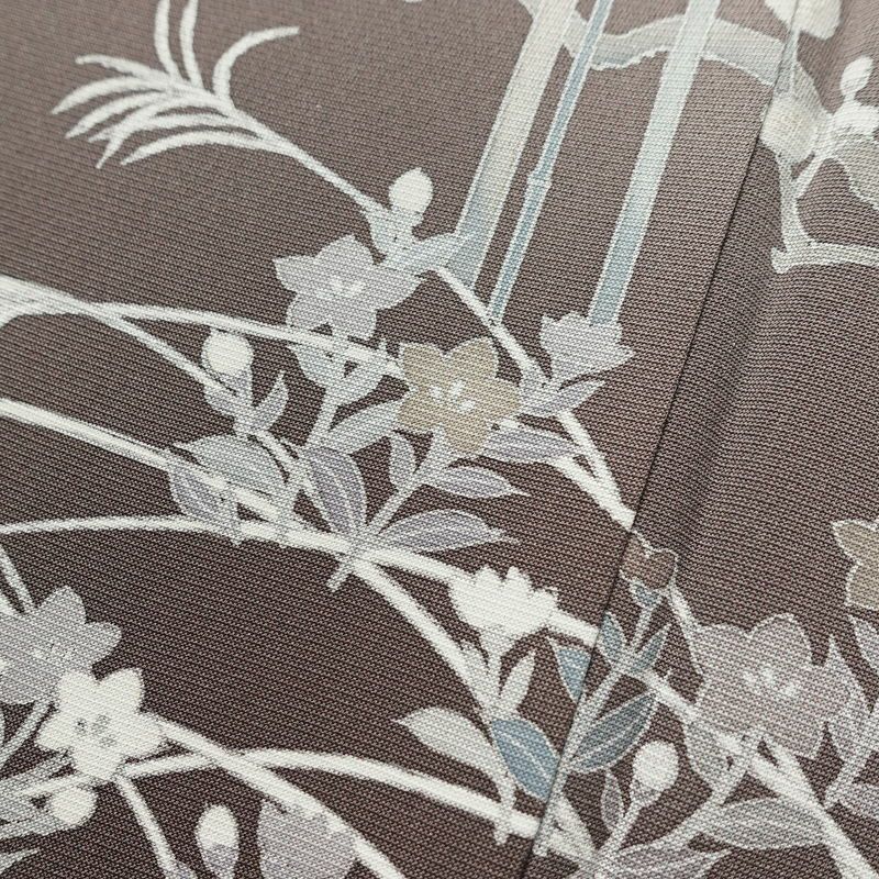 付け下げ 正絹 木の葉・植物柄 袷仕立て 身丈149.5cm 裄丈62cm リサイクル着物 着物 刺繍 箔 共八掛 入学式 卒業式 七五三 お宮参り フォーマル 上品 紫・藤色_画像12