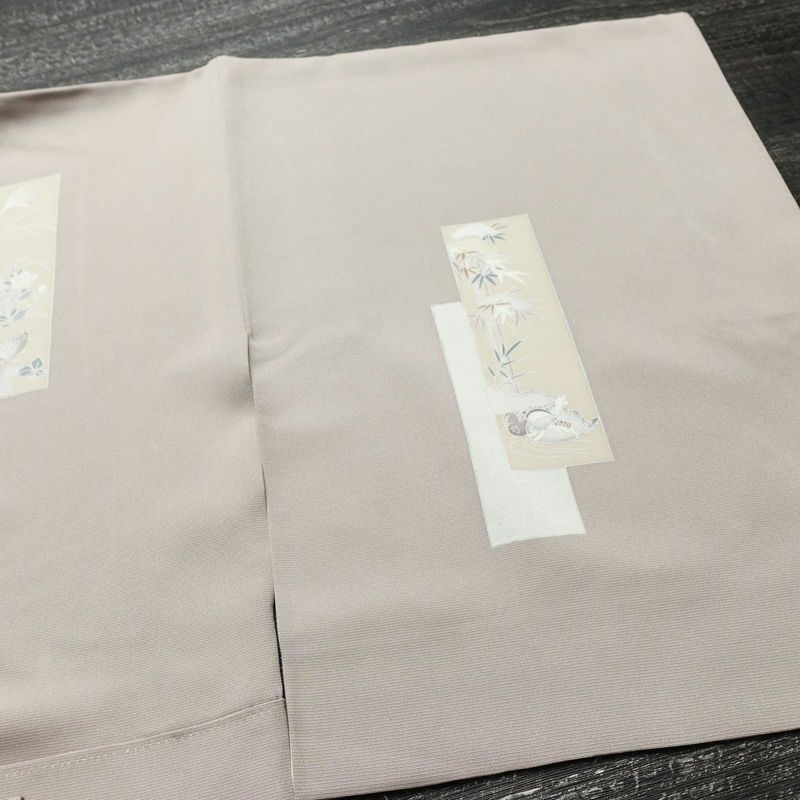 付け下げ 正絹 木の葉・植物柄 袷仕立て 身丈149.5cm 裄丈62cm リサイクル着物 着物 刺繍 箔 共八掛 入学式 卒業式 七五三 お宮参り フォーマル 上品 紫・藤色_画像15