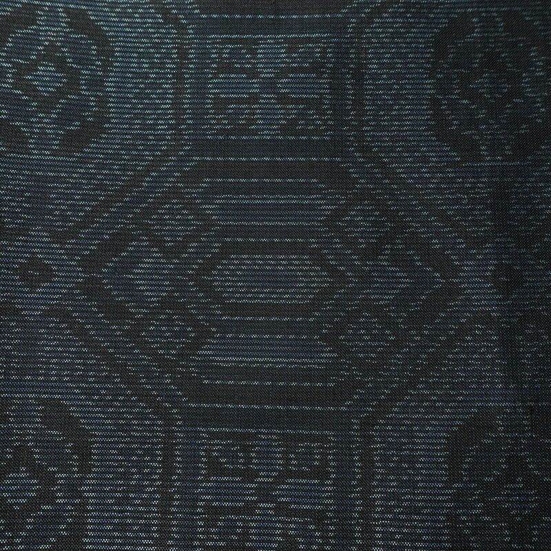 紬 正絹 幾何学柄・抽象柄 袷仕立て 身丈159.5cm 裄丈62.5cm リサイクル着物 着物 青・紺_画像8