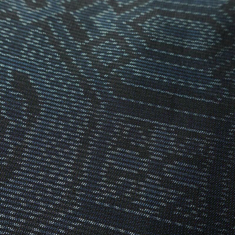 紬 正絹 幾何学柄・抽象柄 袷仕立て 身丈159.5cm 裄丈62.5cm リサイクル着物 着物 青・紺_画像9