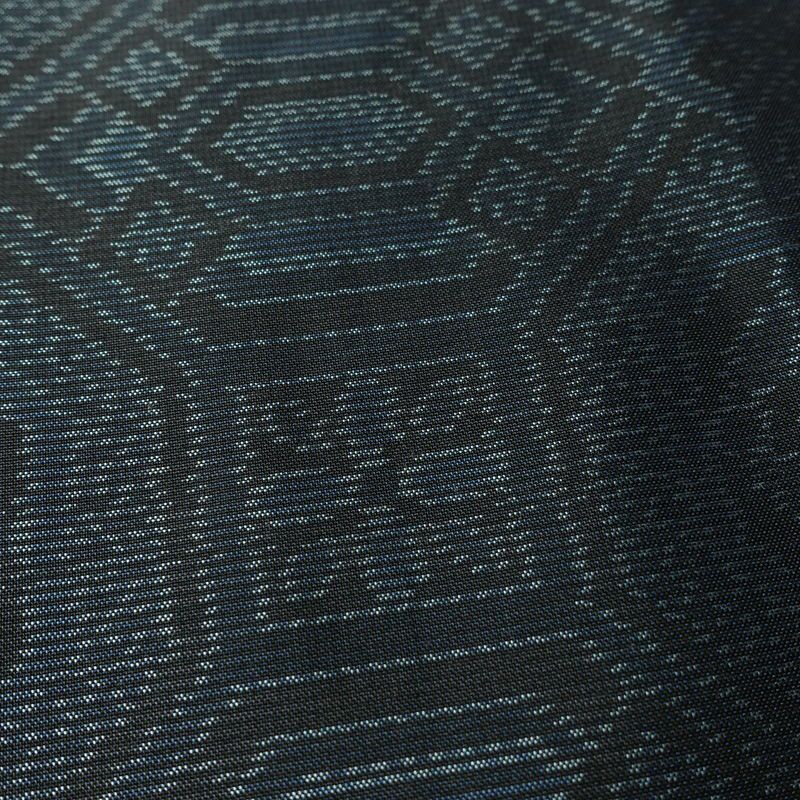 紬 正絹 幾何学柄・抽象柄 袷仕立て 身丈159.5cm 裄丈62.5cm リサイクル着物 着物 青・紺_画像10