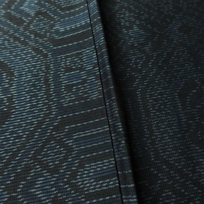 紬 正絹 幾何学柄・抽象柄 袷仕立て 身丈159.5cm 裄丈62.5cm リサイクル着物 着物 青・紺_画像12