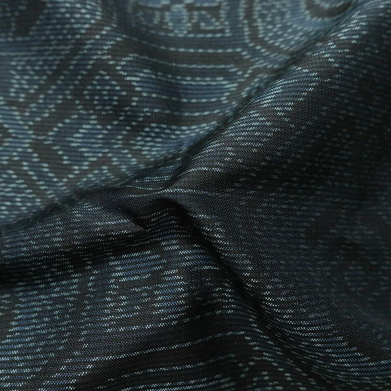 紬 正絹 幾何学柄・抽象柄 袷仕立て 身丈159.5cm 裄丈62.5cm リサイクル着物 着物 青・紺_画像20