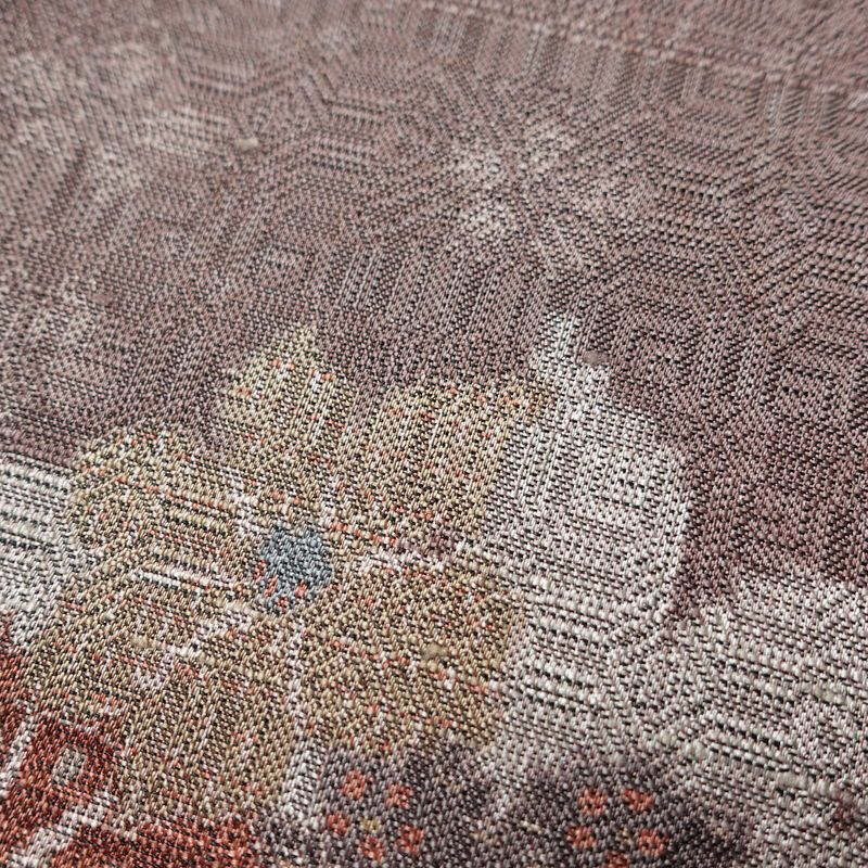 紬 正絹 花柄 袷仕立て 身丈168.5cm 裄丈69cm リサイクル着物 着物 紫・藤色_画像8