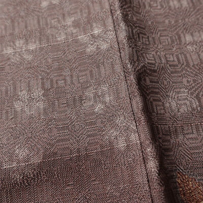 紬 正絹 花柄 袷仕立て 身丈168.5cm 裄丈69cm リサイクル着物 着物 紫・藤色_画像13