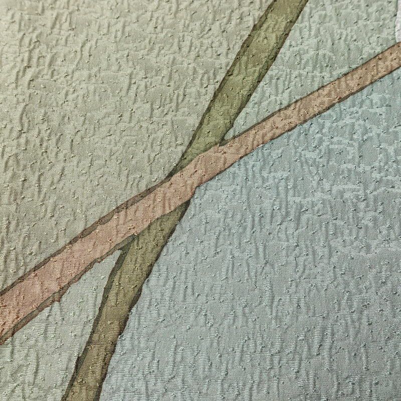 小紋 良品 しつけ糸付き ふくれ織 正絹 幾何学柄・抽象柄 袷仕立て 身丈152cm 裄丈65cm リサイクル着物 着物 多色使い_画像7