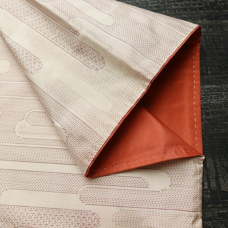 大島紬 都喜ヱ門 手絣 証紙あり 正絹 古典柄 袷仕立て 身丈154cm 裄丈62.5cm リサイクル着物 一部しつけ糸付き 着物 ベージュピンク ピンク_画像13