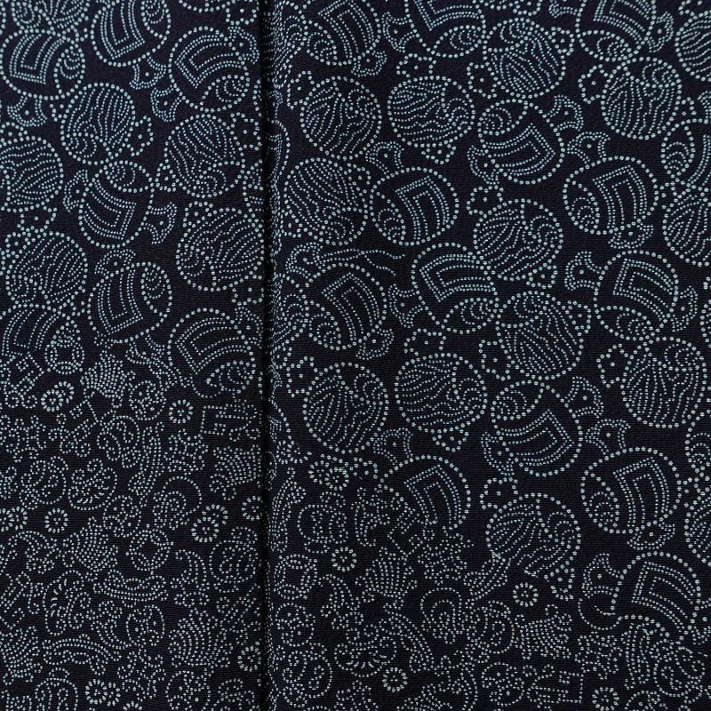 付け下げ しつけ糸付き 縮緬 正絹 古典柄 袷仕立て 身丈156.5cm 裄丈66.5cm リサイクル着物 着物 青・紺_画像7